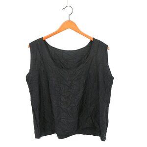 Lee Andersen Black Crinkle Sleeveless Top Shell M